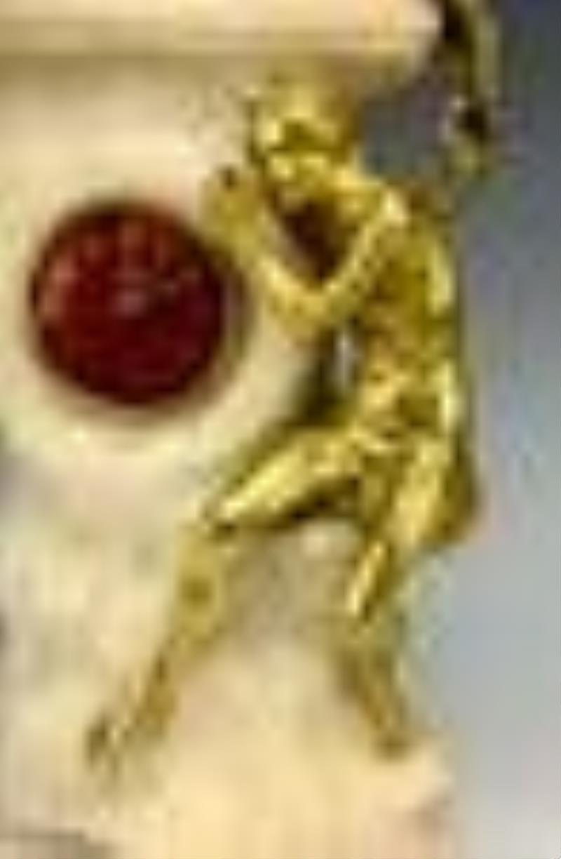 Joachim Angles Cane Alabaster/Bronze Clock w Nude