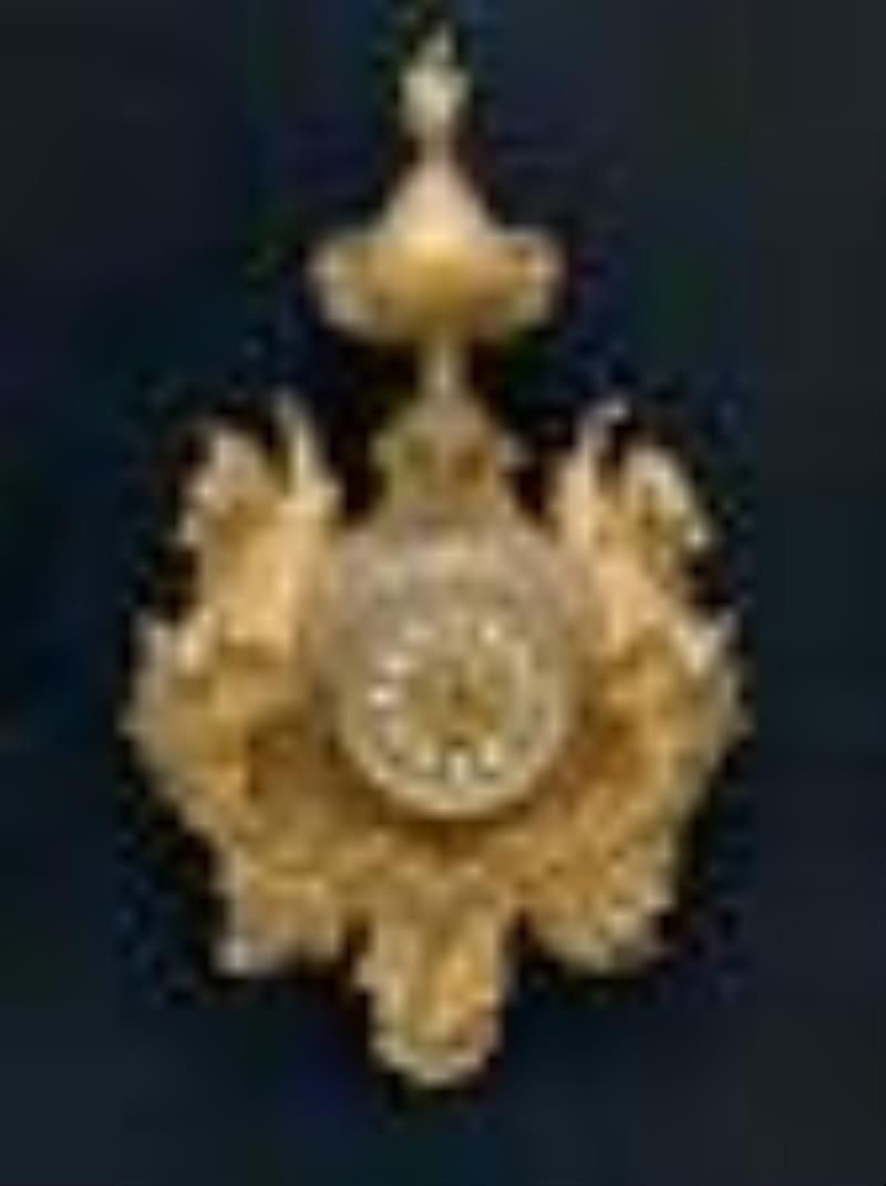 Gilt Bronze Cartel Clock w Lions
