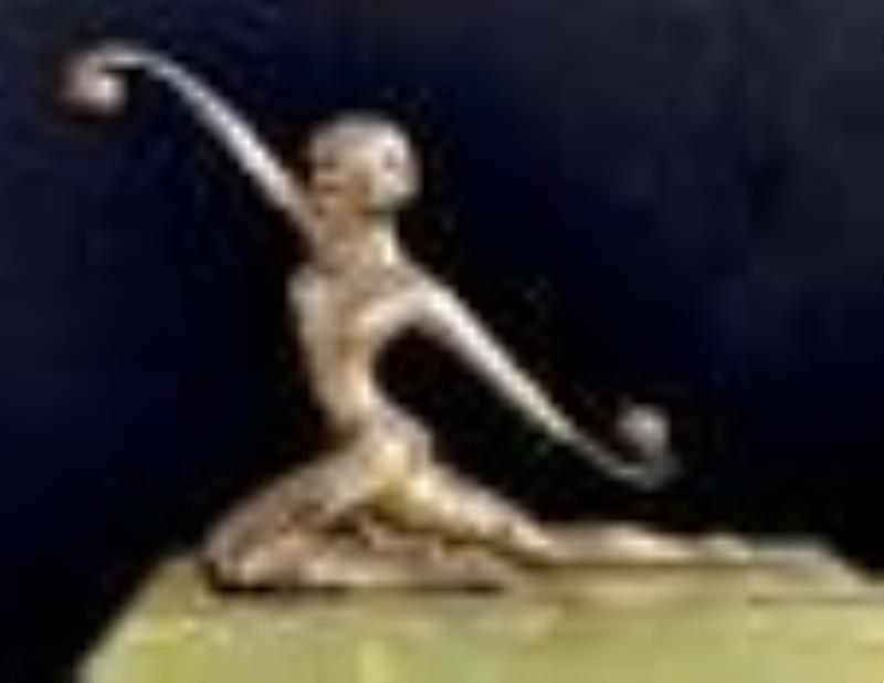 Art Deco Marble Gilded & Silvered Bronze Clock