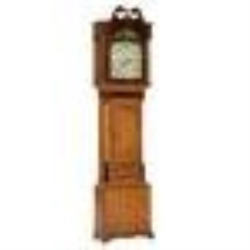19th C. English Oak and Mahogany Grandfather Clock with Mahogany Banding, C. 1870