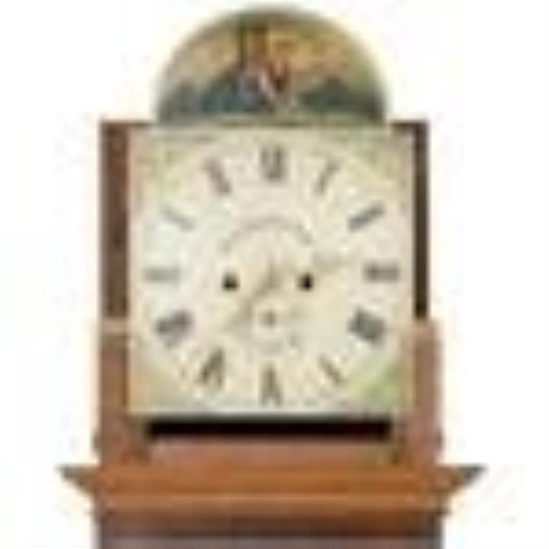 19th C. English Oak and Mahogany Grandfather Clock with Mahogany Banding, C. 1870