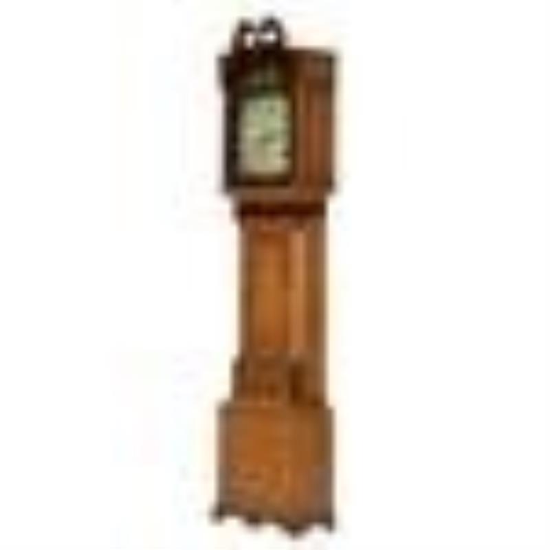 19th C. English Oak and Mahogany Grandfather Clock with Mahogany Banding, C. 1870