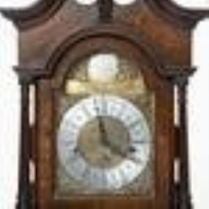 John Thompson (20th C., London) Walnut and Burl Walnut Grandmother Clock