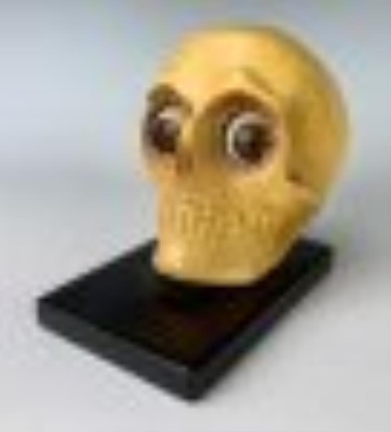 J Oswald Rolling Eyes Skull Clock w/ Markers