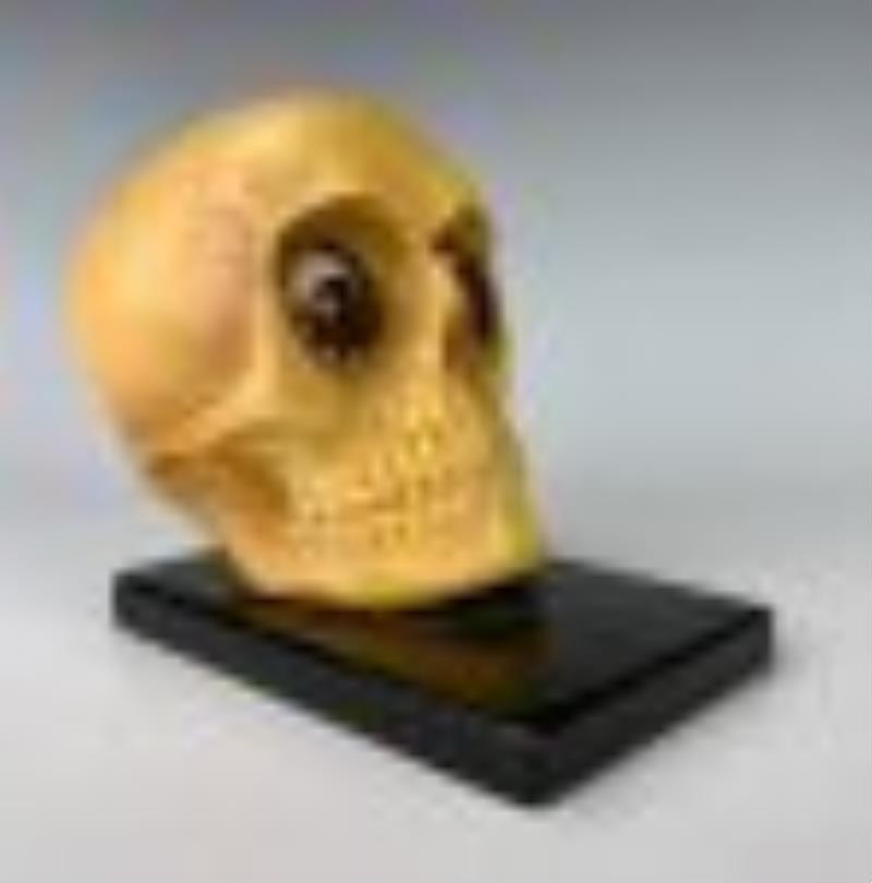 J Oswald Rolling Eyes Skull Clock w/ Markers