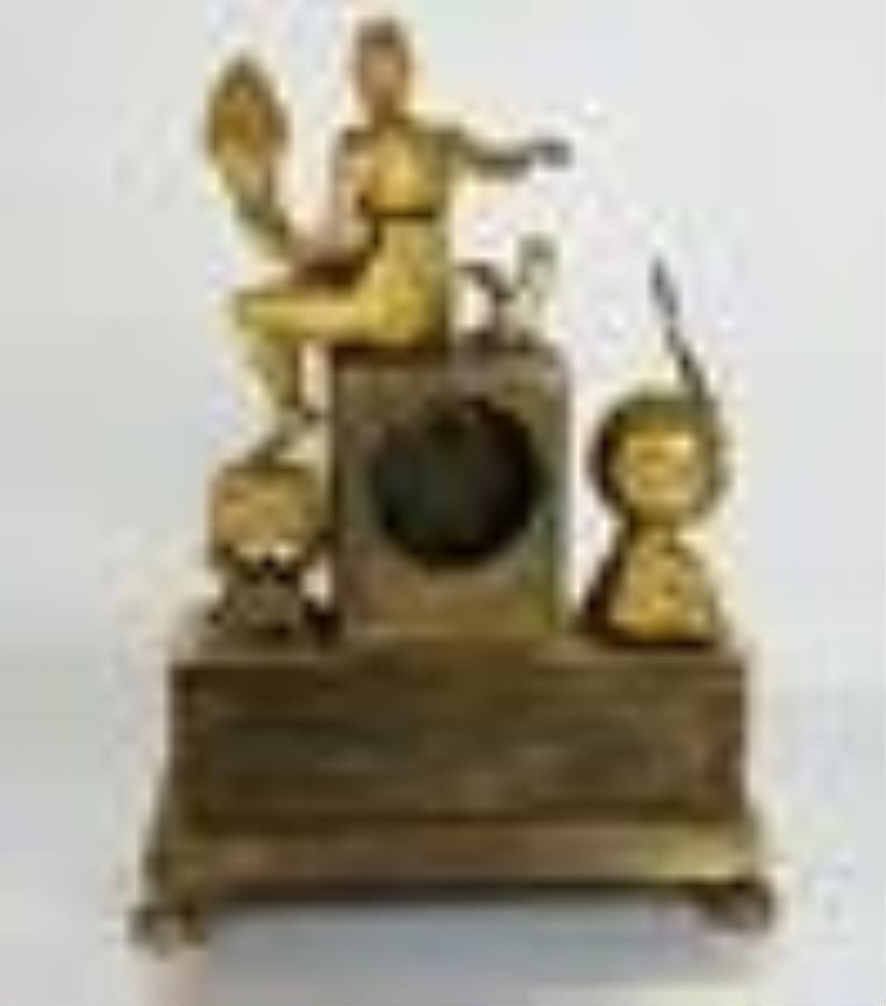 19th C. French Empire Gilt Bronze Mantel Clock