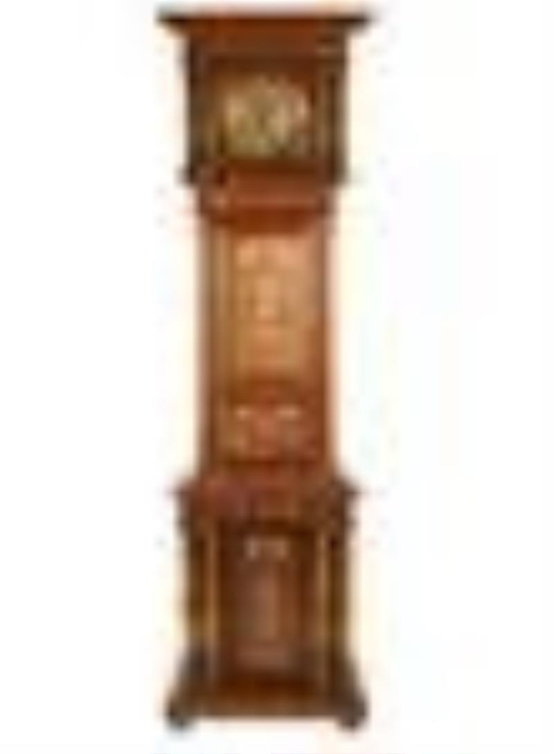 English Mahogany Brass and Mother of Pearl-Inlaid Tall Case Clock