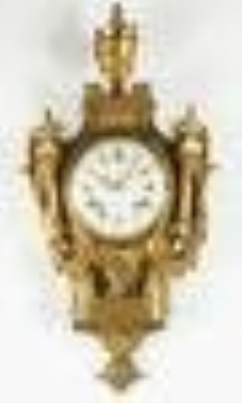 French Neoclassical Gilt Bronze Cartel Clock