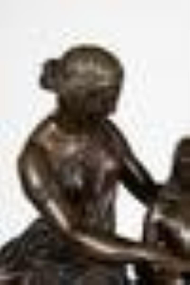 Charles X Malachite & Gilt Bronze Figural Mantle Clock