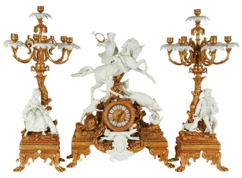Italian Three-Piece Clock Garnitures