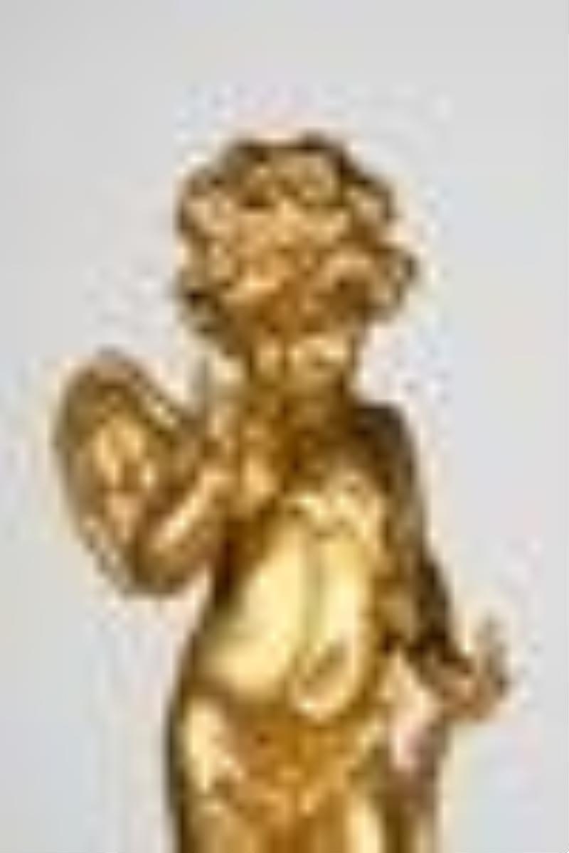 French Gilt Bronze and Rouge Marble Figural Clock