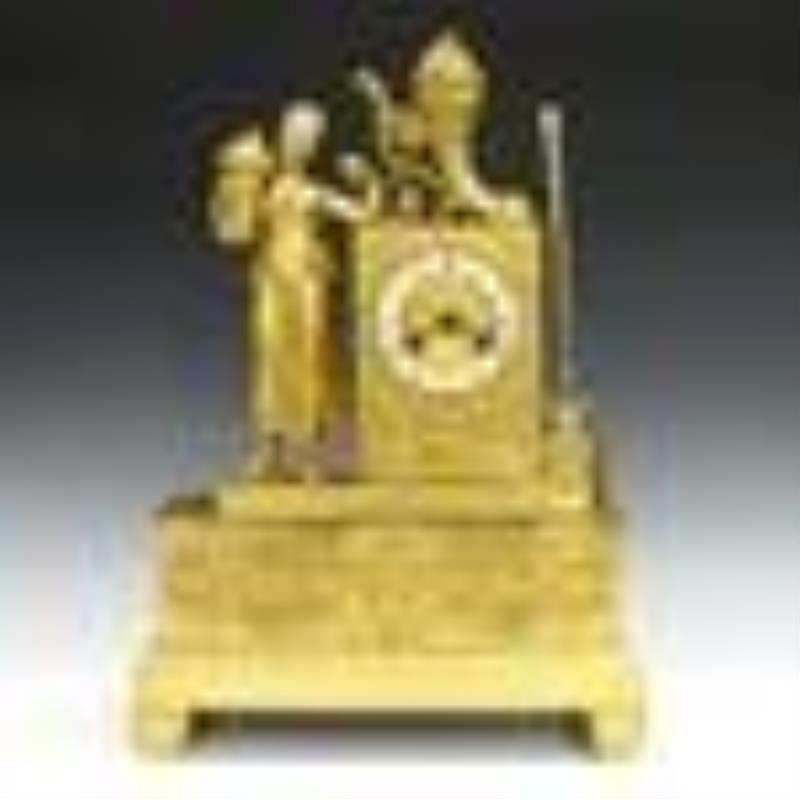 French Empire Gilt Bronze Mantel Clock