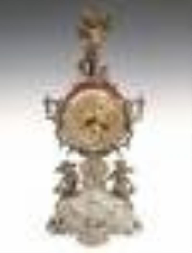 Lenzkirch Porcelain And Spelter Mantel Clock