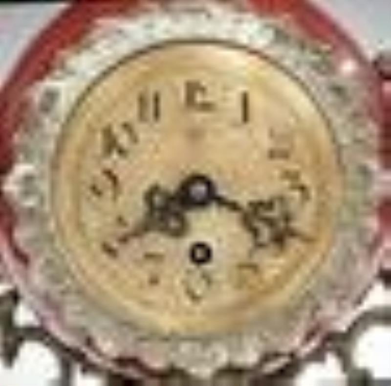 Lenzkirch Porcelain And Spelter Mantel Clock