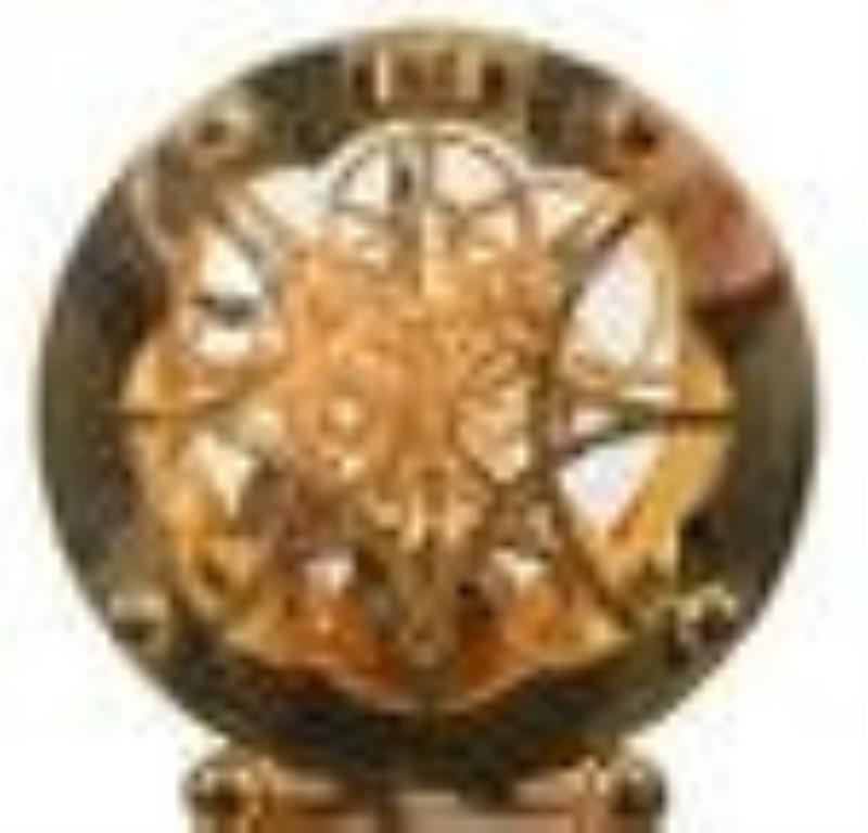 Gold Plated Railway Skeleton Clock, Musselburgh