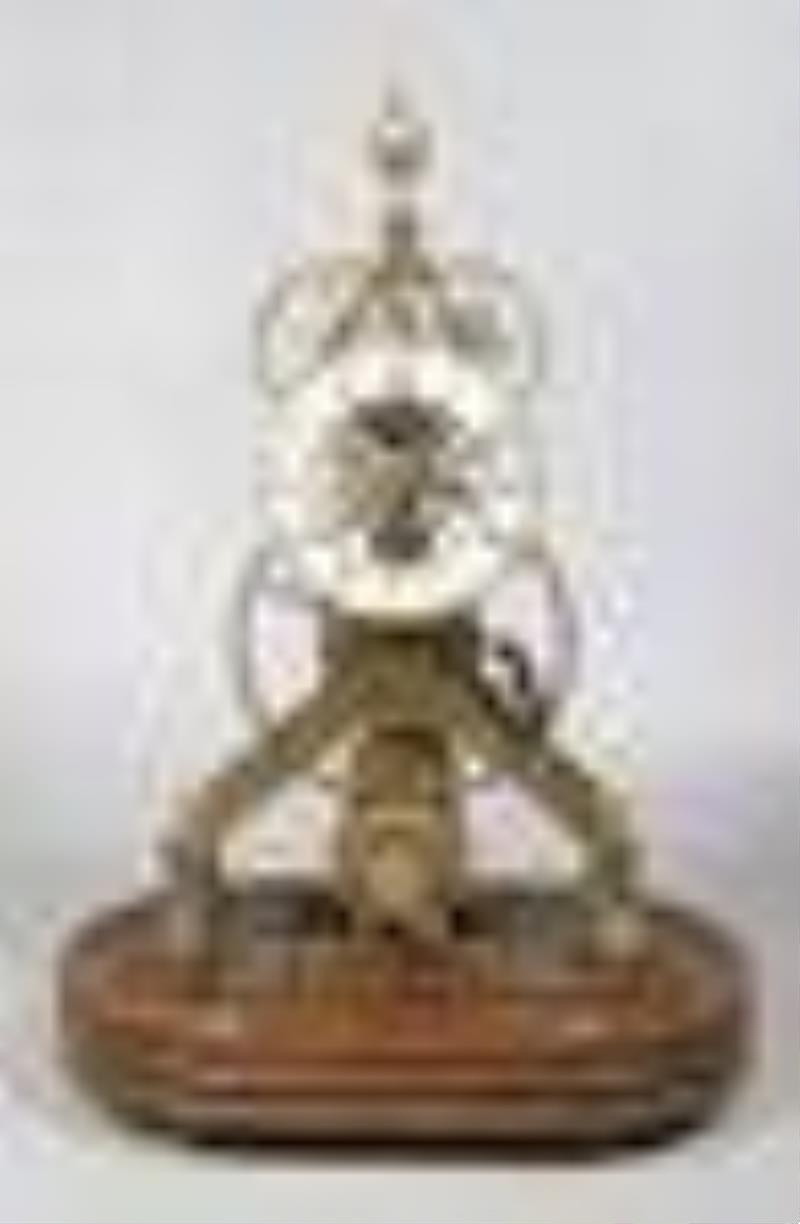 Great Wheel Skeleton Clock, fusee movement, dome