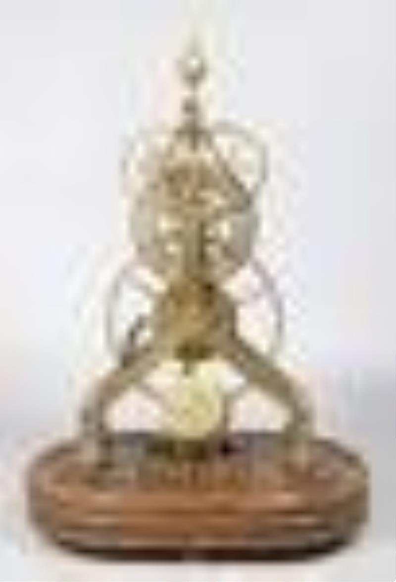 Great Wheel Skeleton Clock, fusee movement, dome