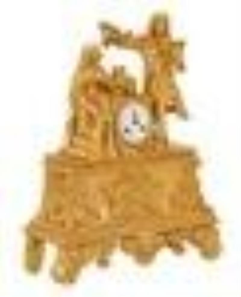 French Restauration Gilt-Bronze Figural Clock