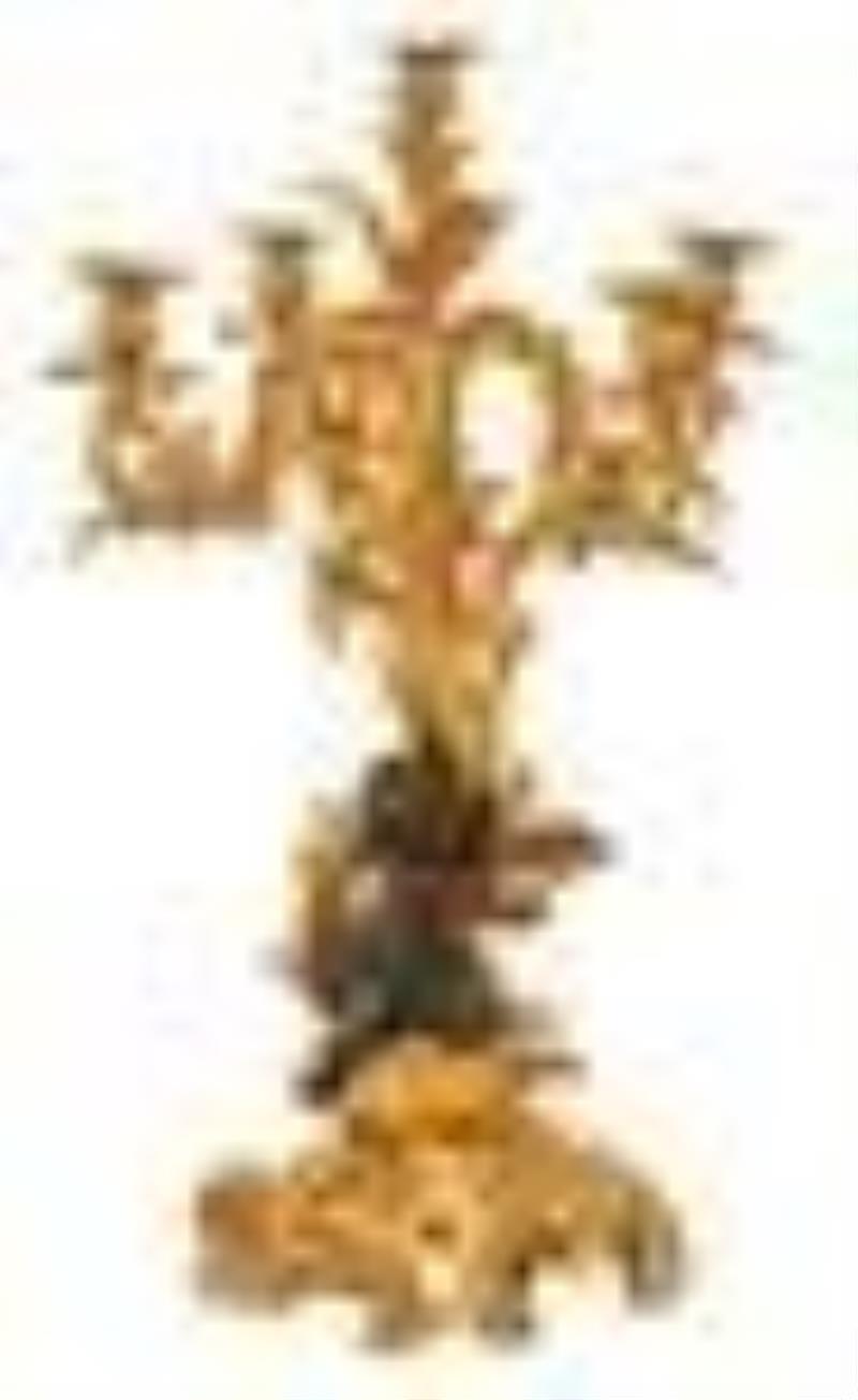 Honore Pons Bronze Dore et Patine Clock Set