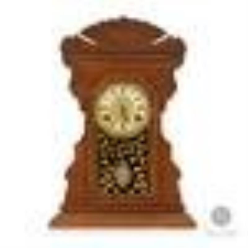 Pequegnat Maple Leaf "Fan Top" Shelf Clock