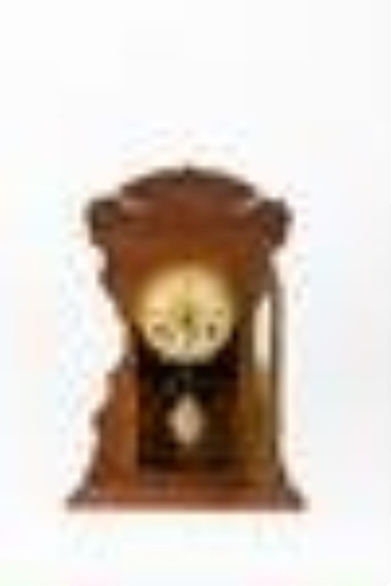 Pequegnat Maple Leaf "Fan Top" Shelf Clock