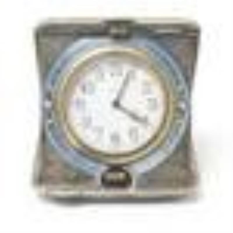 Sterling Guilloche 8 Day Swiss Travel Clock