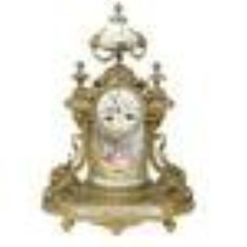 Louis XVI Style Beaux Arts Gilt Metal Mantel Clock