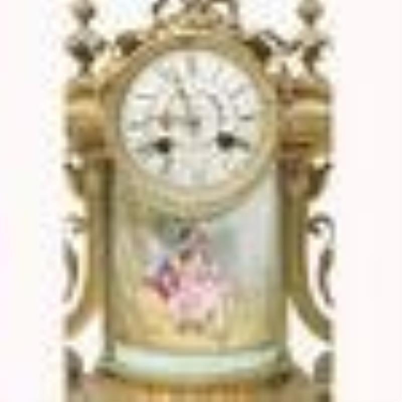 Louis XVI Style Beaux Arts Gilt Metal Mantel Clock