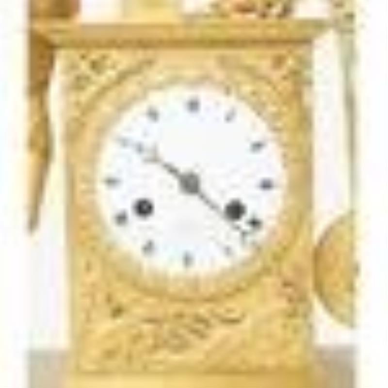 Empire Verdiere a Paris Gilt Bronze Clock Garniture