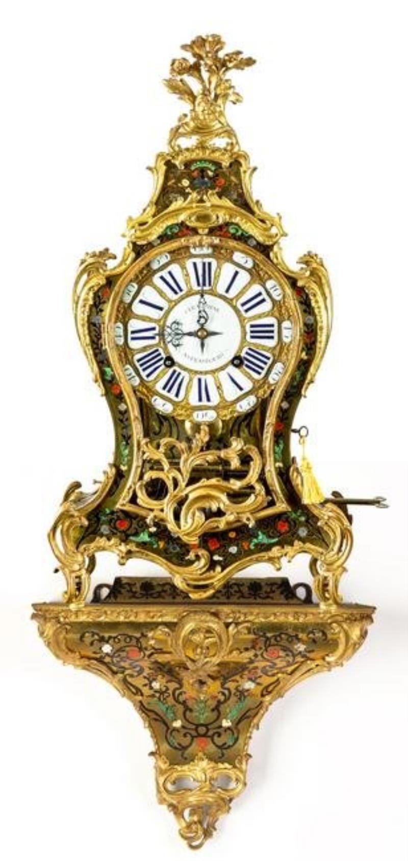 Louis XV Musical Contra-Boulle Clock with Bracket