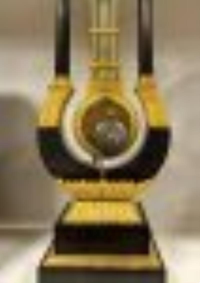 Rare A. Courbet, Ormolu-Mounted & Ebonized Striking Lyre Clock, circa 1815