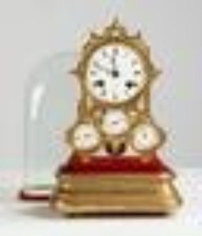 A French, Raingo Freres Miniature Perpetual Calendar Skeleton Clock