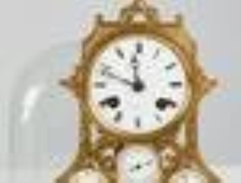 A French, Raingo Freres Miniature Perpetual Calendar Skeleton Clock
