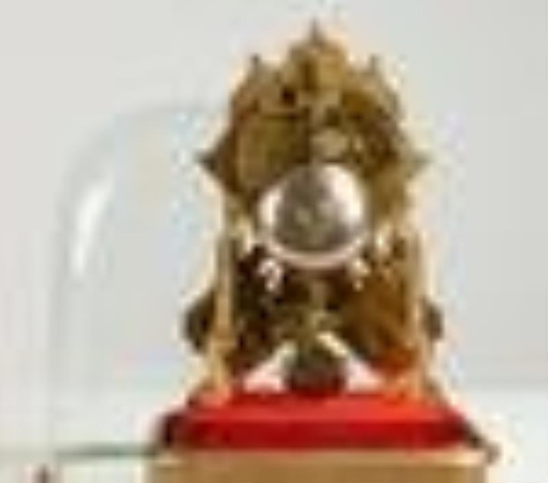 A French, Raingo Freres Miniature Perpetual Calendar Skeleton Clock