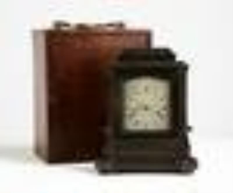 James McCabe, No. 1895, Giant Patinaed Brass Striking Carriage or Mantel Clock