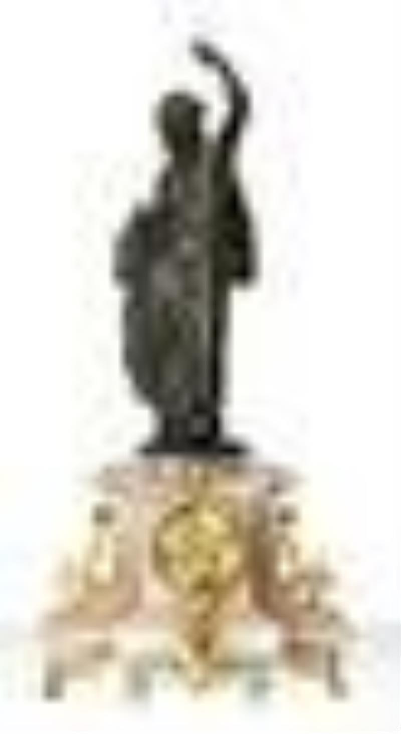 French Conical Pendulum Mystery Clock, Alabaster Base