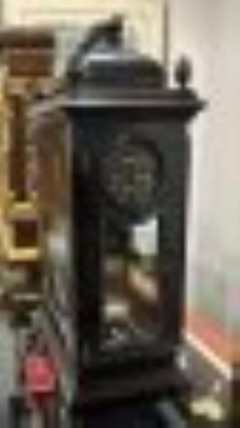 Christopher Pinchbeck Senior, Ebonized Quarter Repeating Table Clock with Automata