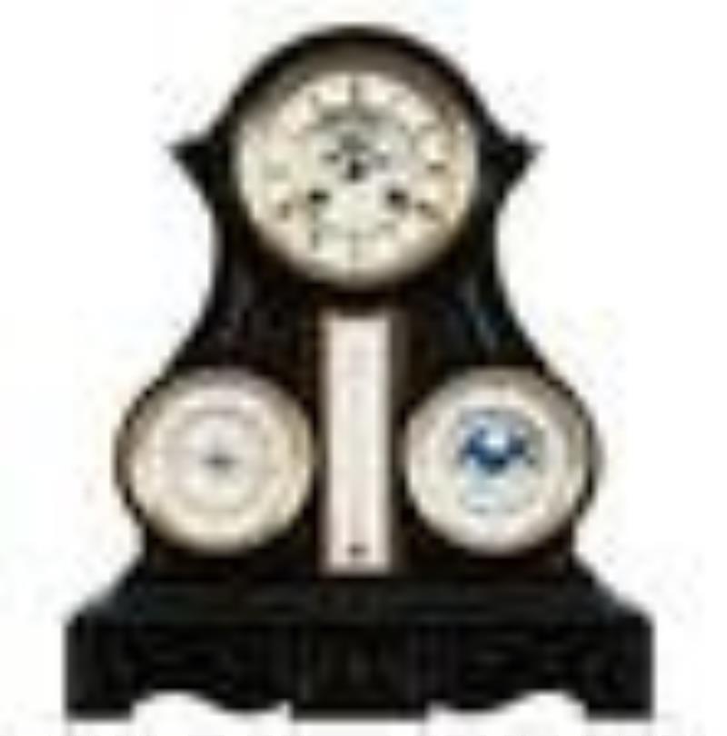 19th C. French Brevete Black Slate Clock