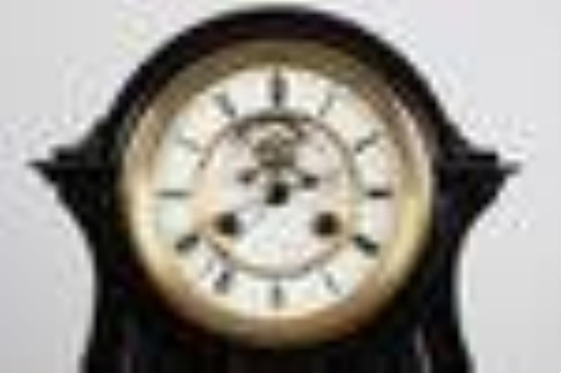 19th C. French Brevete Black Slate Clock