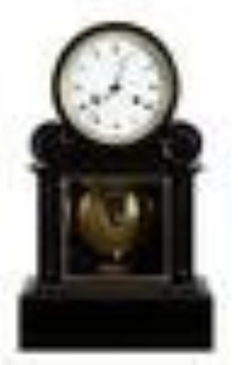 19th Century, Ramu A Paris, Black Slate Clock