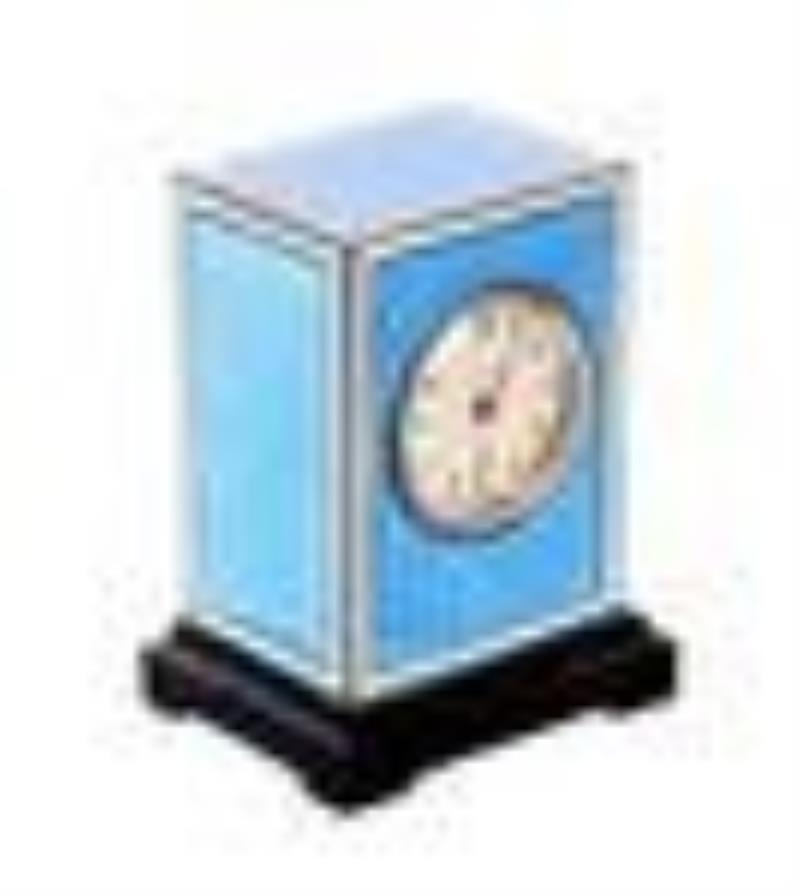 Tiffany & Co. Blue Guilloche Enamel Travel Clock
