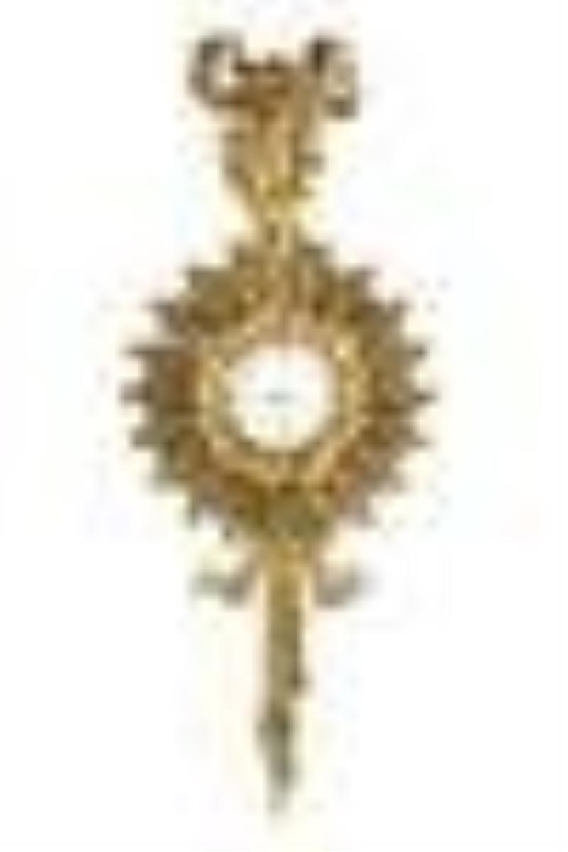 Large Caldwell Gilt Bronze Sunburst Wall Clock