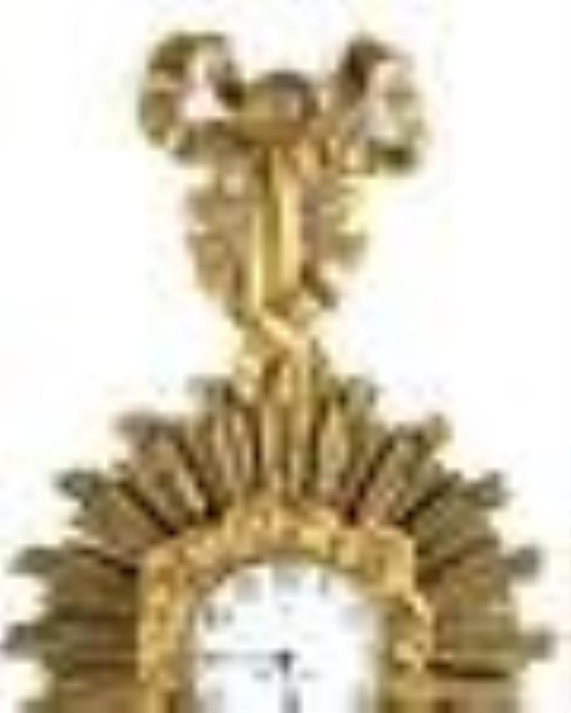 Large Caldwell Gilt Bronze Sunburst Wall Clock