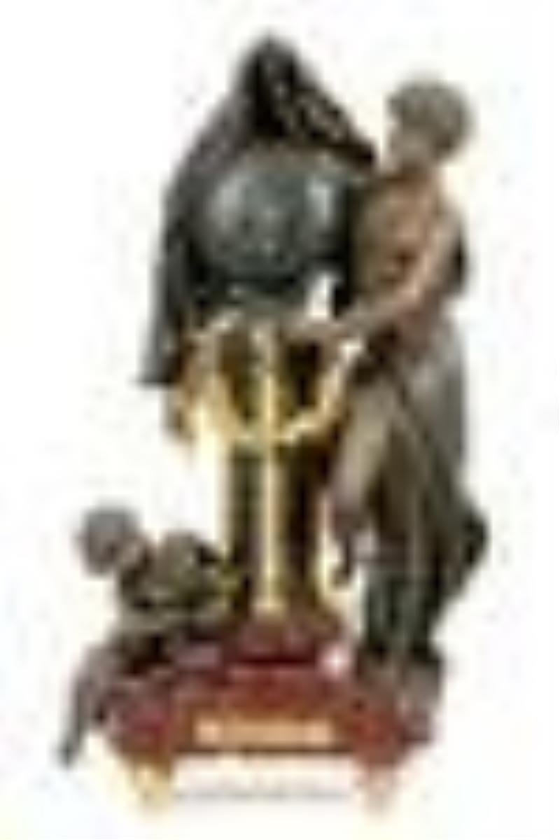 French Figural Spelter and Marble Mantle Clock