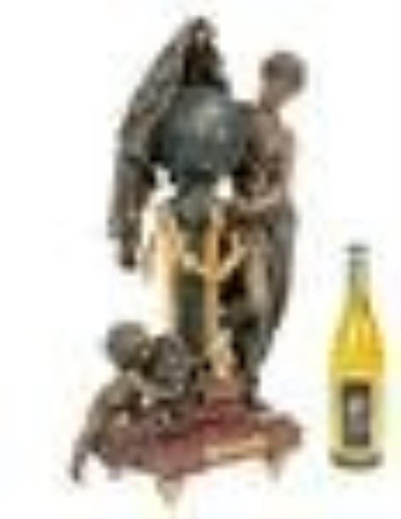 French Figural Spelter and Marble Mantle Clock