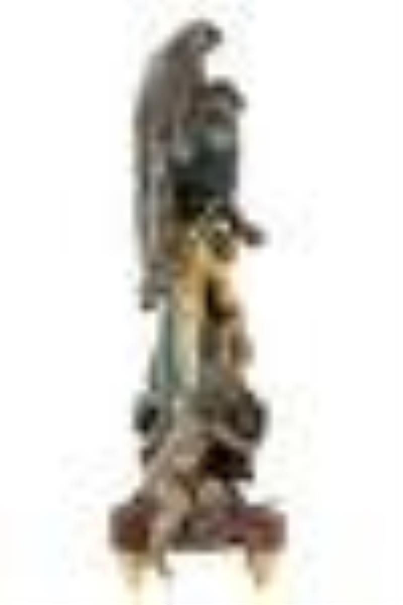 French Figural Spelter and Marble Mantle Clock