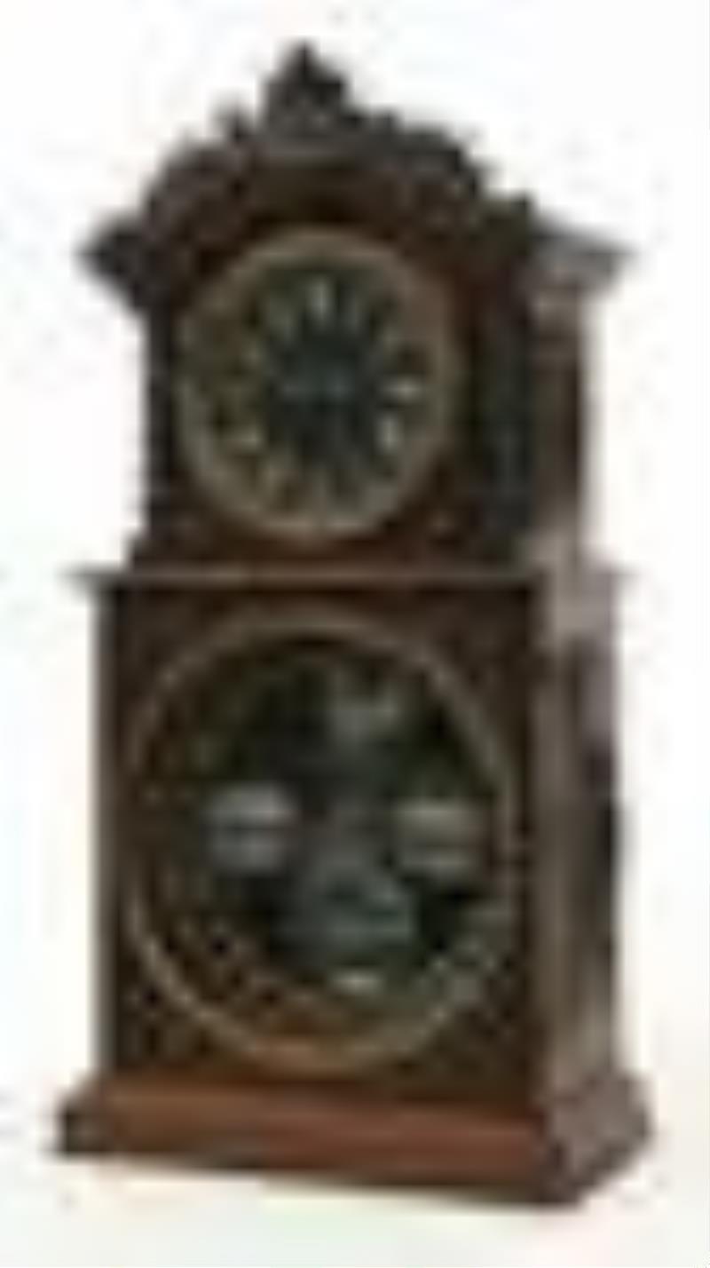 Ithaca "No. 3 1/2 Parlor" Double Dial Calendar Clock