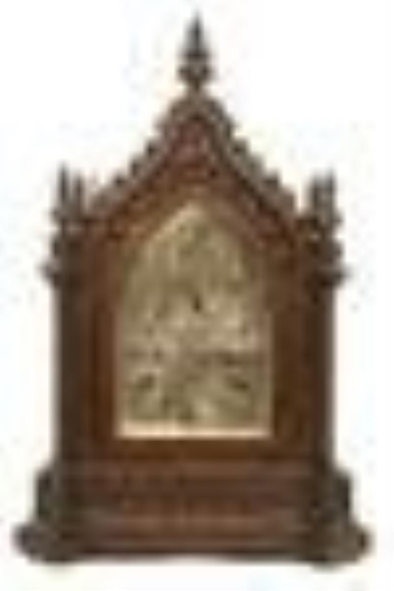Tiffany & Co. Gothic Revival Triple Fusee Oak Bracket Clock
