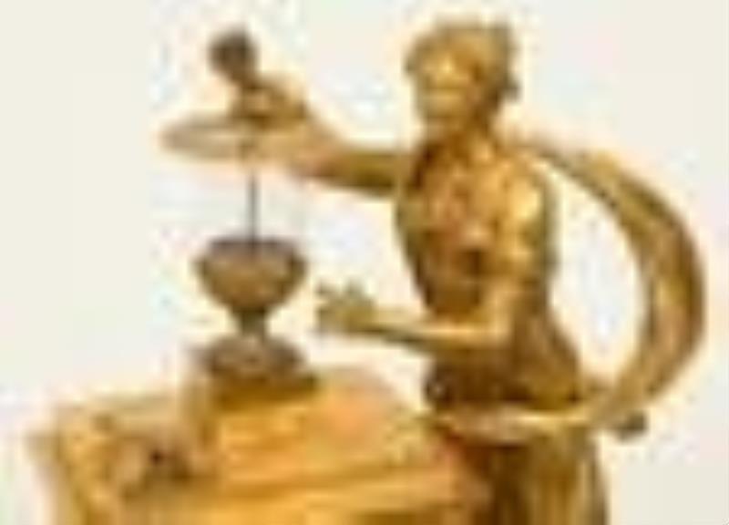 French Empire Gilt Bronze Mantel Clock by Jacques Nicolas Pierre Francois Dubuc, "Le Volage Fixe"