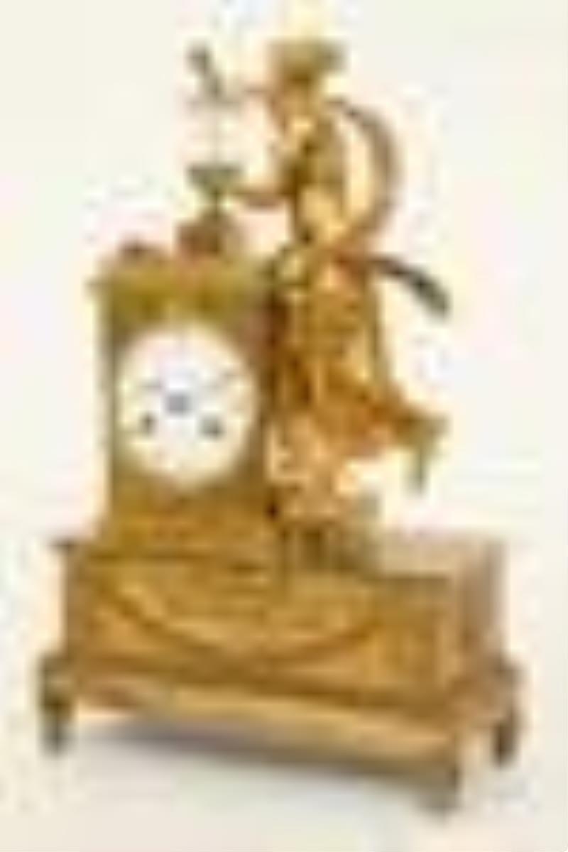 French Empire Gilt Bronze Mantel Clock by Jacques Nicolas Pierre Francois Dubuc, "Le Volage Fixe"